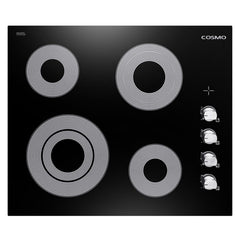Cosmo 24" Electric Ceramic Glass Cooktop with 4 Elements, Dual Zone Element, Hot Surface Indicator Light and Control Knobs - COS-244ECC - The Home Selection