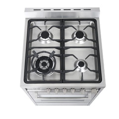 Cosmo 24" Single Oven Gas Range with 4 Burner Cooktop and 2.73 cu. ft. Heavy Duty Cast Iron Grates in Stainless Steel - COS-244AGC - The Home Selection