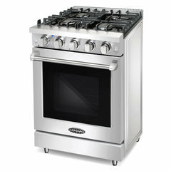Cosmo 24" Slide-In Freestanding Gas Range with 4 Sealed Burners, Cast Iron Grates, 3.73 cu. ft. Capacity Convection Oven in Stainless Steel - COS-EPGR244 - The Home Selection