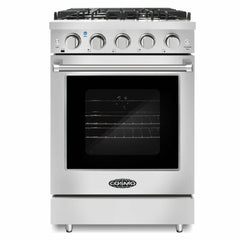 Cosmo 24" Slide-In Freestanding Gas Range with 4 Sealed Burners, Cast Iron Grates, 3.73 cu. ft. Capacity Convection Oven in Stainless Steel - COS-EPGR244 - The Home Selection
