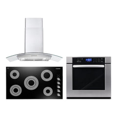 Cosmo 3 Piece Kitchen Package With 36" Electric Cooktop 36" Wall Mount Range Hood 30" Single Electric Wall Oven - The Home Selection