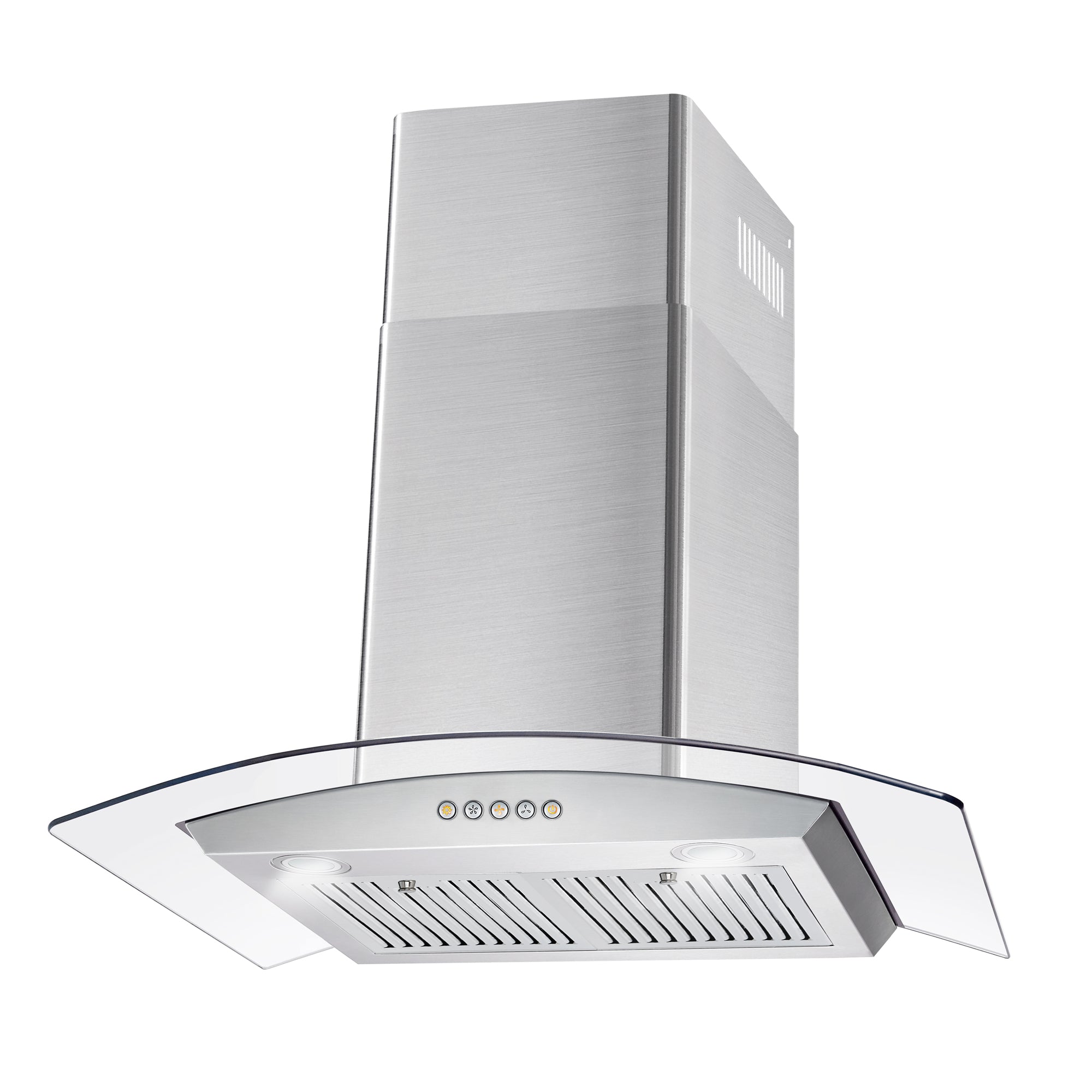Cosmo 30" 380 CFM Ductless Wall Mount Glass Canopy Range Hood with Push Button Controls Range Hood with Carbon Filters and LED Lighting - COS-668A750-DL - The Home Selection