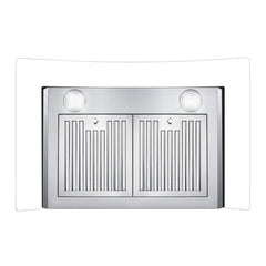 Cosmo 30" 380 CFM Ductless Wall Mount Glass Canopy Range Hood with Push Button Controls Range Hood with Carbon Filters and LED Lighting - COS-668A750-DL - The Home Selection