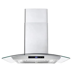 Cosmo 30" 380 Cubic Feet Per Minute CFM Convertible Wall Mount Range Hood in Stainless Steel with Charcoal Filter and Light Included - COS-668WRCS75-DL - The Home Selection