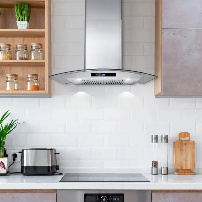 Cosmo 30" 380 Cubic Feet Per Minute CFM Convertible Wall Mount Range Hood in Stainless Steel with Charcoal Filter and Light Included - COS-668WRCS75-DL - The Home Selection