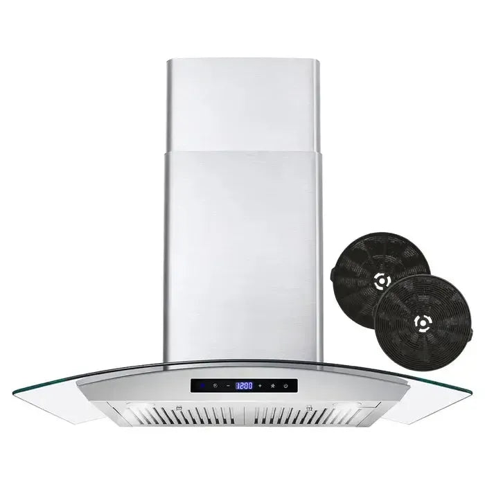 Cosmo 30" 380 Cubic Feet Per Minute CFM Convertible Wall Mount Range Hood in Stainless Steel with Charcoal Filter and Light Included - COS-668WRCS75-DL - The Home Selection