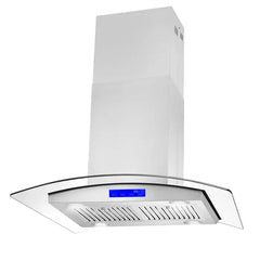 Cosmo 30" 380 Cubic Feet Per Minute CFM Ductless Island Range Hood in Stainless Steel with Filter Light Included - COS-668ICS750-DL - The Home Selection