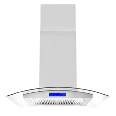 Cosmo 30" 380 Cubic Feet Per Minute CFM Ductless Island Range Hood in Stainless Steel with Filter Light Included - COS-668ICS750-DL - The Home Selection