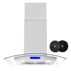 Cosmo 30" 380 Cubic Feet Per Minute CFM Ductless Island Range Hood in Stainless Steel with Filter Light Included - COS-668ICS750-DL - The Home Selection