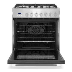 Cosmo 30" 5.0 cu. ft. Gas Range with Oven and 5 Burner Cooktop with Heavy Duty Cast Iron Grates in Stainless Steel - COS-305AGC - The Home Selection