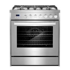 Cosmo 30" 5.0 cu. ft. Gas Range with Oven and 5 Burner Cooktop with Heavy Duty Cast Iron Grates in Stainless Steel - COS-305AGC - The Home Selection
