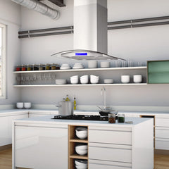 Cosmo 30" Ducted Island Range Hood in Stainless Steel with LED Lighting and Permanent Filters - COS-668ICS750 - The Home Selection