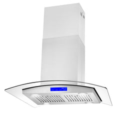 Cosmo 30" Ducted Island Range Hood in Stainless Steel with LED Lighting and Permanent Filters - COS-668ICS750 - The Home Selection