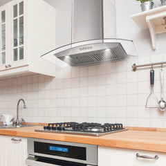 Cosmo 30" Ducted Wall Mount Range Hood in Stainless Steel with LED Lighting and Permanent Filters - COS-668A750 - The Home Selection