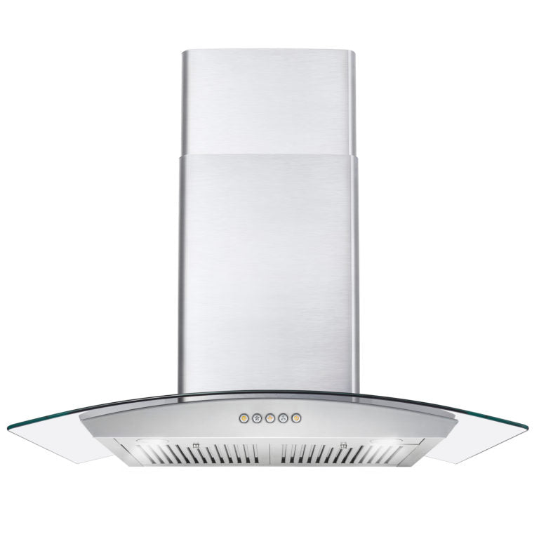 Cosmo 30" Ducted Wall Mount Range Hood in Stainless Steel with Push Button Controls, LED Lighting and Permanent Filters - COS-668WRC75 - The Home Selection