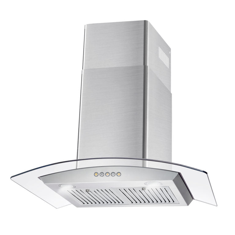 Cosmo 30" Ducted Wall Mount Range Hood in Stainless Steel with Push Button Controls, LED Lighting and Permanent Filters - COS-668WRC75 - The Home Selection