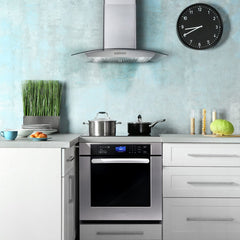 Cosmo 30" Ducted Wall Mount Range Hood in Stainless Steel with Push Button Controls, LED Lighting and Permanent Filters - COS-668WRC75 - The Home Selection