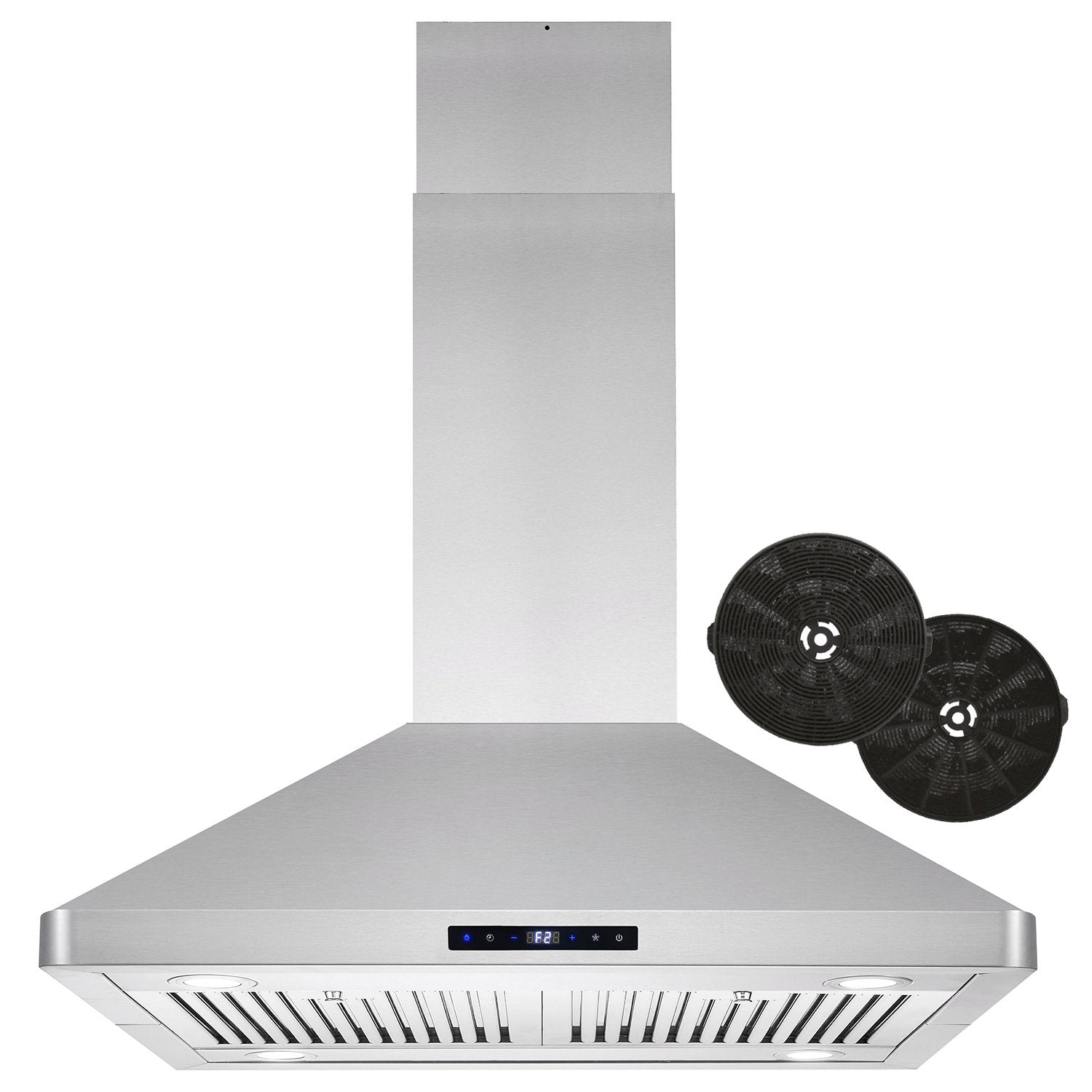 Cosmo 30" Ductless Island Range Hood Kitchen Hood with LED Lighting and Permanent Filters in Stainless Steel - COS-63ISS75-DL - The Home Selection