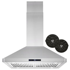Cosmo 30" Ductless Island Range Hood Kitchen Hood with LED Lighting and Permanent Filters in Stainless Steel - COS-63ISS75-DL - The Home Selection