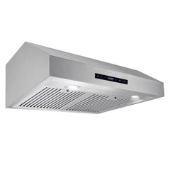 Cosmo 30" Ductless Under Cabinet Stainless Steel Range Hood With LED Light, 380 CFM, Permanent Filters,Stainless Steel - UMC30-DL - The Home Selection