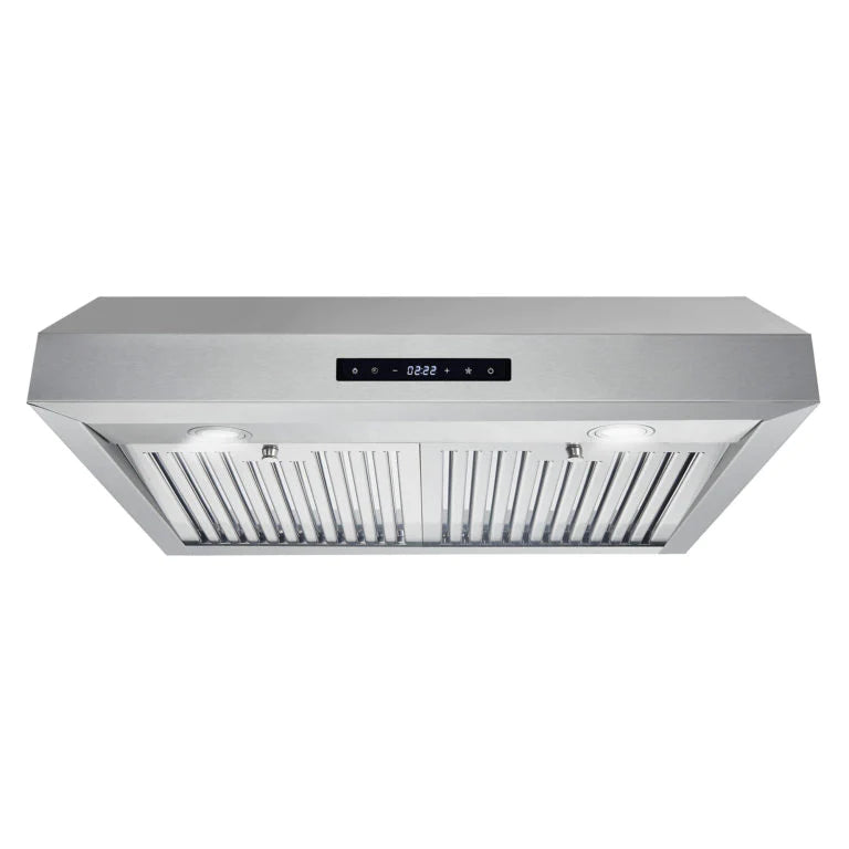 Cosmo 30" Ductless Under Cabinet Stainless Steel Range Hood With LED Light, 380 CFM, Permanent Filters,Stainless Steel - UMC30-DL - The Home Selection
