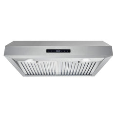 Cosmo 30" Ductless Under Cabinet Stainless Steel Range Hood With LED Light, 380 CFM, Permanent Filters,Stainless Steel - UMC30-DL - The Home Selection