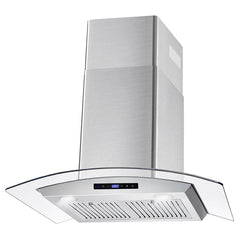 Cosmo 30" Ductless Wall Mount Range Hood In Stainless Steel With LED Lighting And Carbon Filter Kit For Recirculating - COS-668AS750-DL - The Home Selection