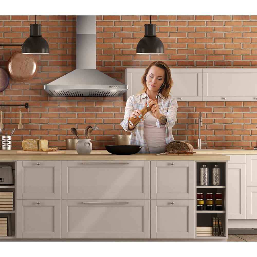 Cosmo 30" Ductless Wall Mount Range Hood with Push Button Controls, 3-Speed Fan, Permanent Filters, LED Lights & Carbon Filter Kit - COS-63175-DL - The Home Selection