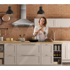 Cosmo 30" Ductless Wall Mount Range Hood with Push Button Controls, 3-Speed Fan, Permanent Filters, LED Lights & Carbon Filter Kit - COS-63175-DL - The Home Selection