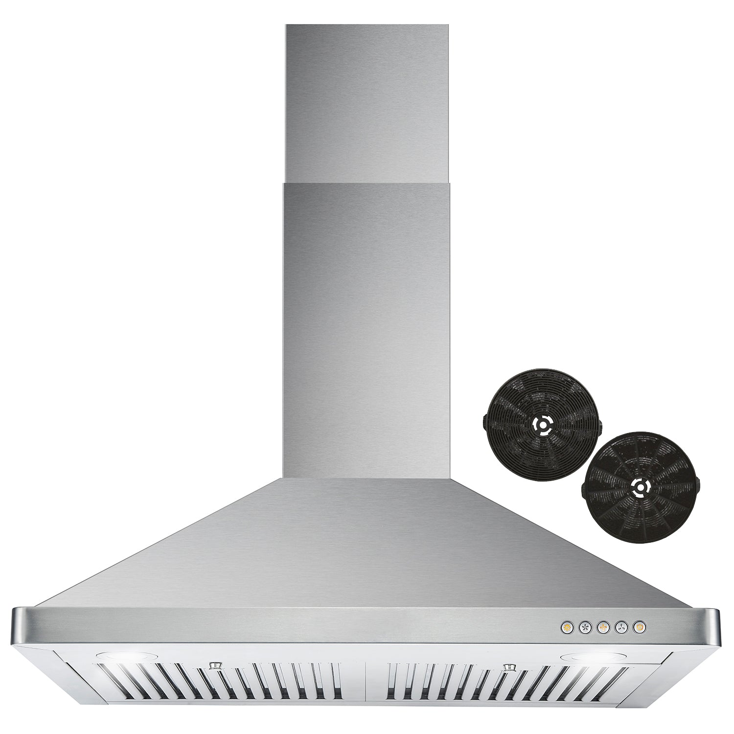 Cosmo 30" Ductless Wall Mount Range Hood with Push Button Controls, 3-Speed Fan, Permanent Filters, LED Lights & Carbon Filter Kit - COS-63175-DL - The Home Selection