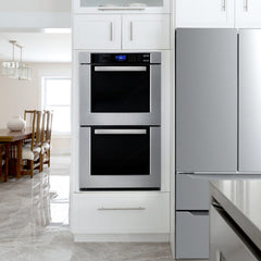 Cosmo 30" Electric Double Wall Oven with 5 cu. ft. Capacity, Turbo True European Convection, 7 Cooking Modes, Self-Cleaning in Stainless Steel - COS-30EDWC - The Home Selection
