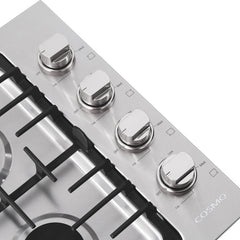 Cosmo 30" Gas Cooktop in Stainless Steel with 4 Italian Made Burners - COS-DIC304 - The Home Selection