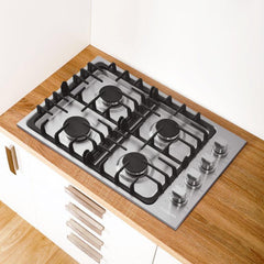 Cosmo 30" Gas Cooktop in Stainless Steel with 4 Italian Made Burners - COS-DIC304 - The Home Selection