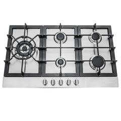 Cosmo 30" Gas Cooktop in Stainless Steel with 5 Sealed Brass Burners - COS-850SLTX-E - The Home Selection
