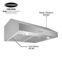 Cosmo 30" Range Hoods UC30380 CFM Ductless Under-Cabinet Range Hood - UC30-DL - The Home Selection