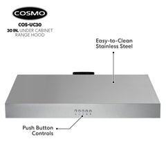 Cosmo 30" Range Hoods UC30380 CFM Ductless Under-Cabinet Range Hood - UC30-DL - The Home Selection
