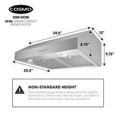 Cosmo 30" Range Hoods UC30380 CFM Ductless Under-Cabinet Range Hood - UC30-DL - The Home Selection