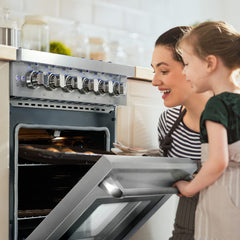 Cosmo 30" Slide-In Freestanding Gas Range with 5 Sealed Burners, Cast Iron Grates, 4.5 cu. ft. Capacity Convection Oven in Stainless Steel - COS-EPGR304 - The Home Selection