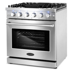 Cosmo 30" Slide-In Freestanding Gas Range with 5 Sealed Burners, Cast Iron Grates, 4.5 cu. ft. Capacity Convection Oven in Stainless Steel - COS-EPGR304 - The Home Selection