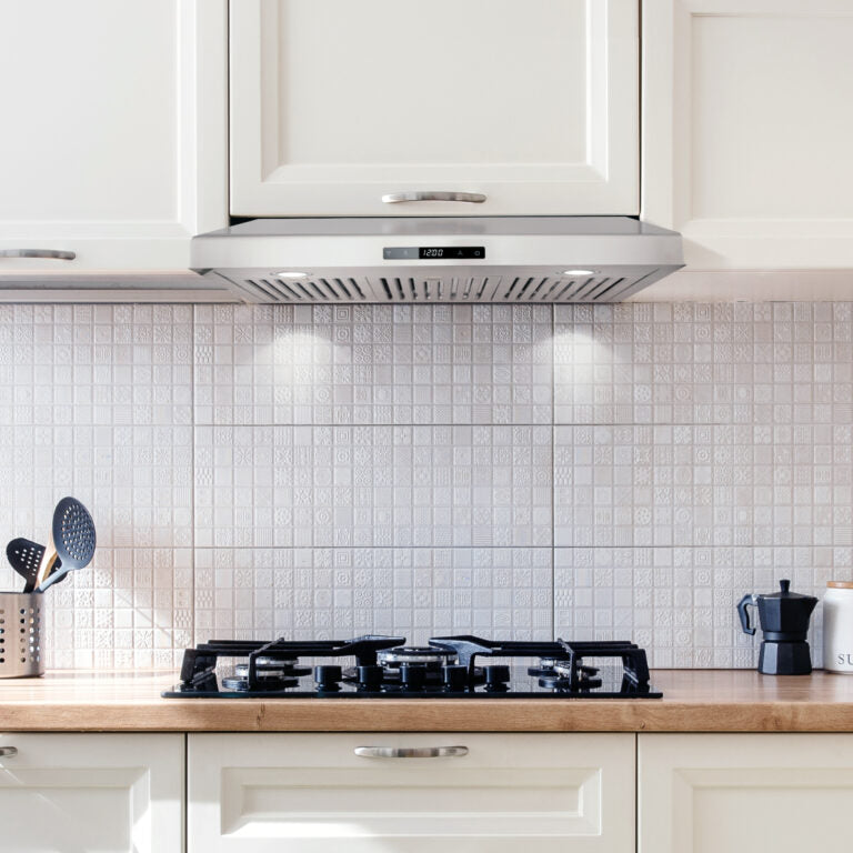 Cosmo 30" Under Cabinet Range Hood with Digital Touch Controls, 3-Speed Fan, LED Lights and Permanent Filters in Stainless Steel - COS-KS6U30 - The Home Selection