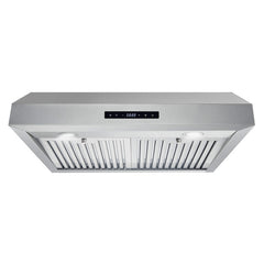 Cosmo 30" Under Cabinet Stainless Steel Range Hood with LED Light, 380 CFM, Permanent Filter, Convertible from Ducted to Ductless (Kit Not Included), 30 in., Stainless Steel - UMC30 - The Home Selection