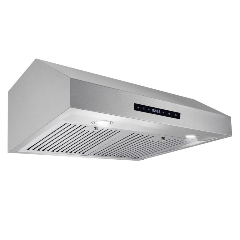 Cosmo 30" Under Cabinet Stainless Steel Range Hood with LED Light, 380 CFM, Permanent Filter, Convertible from Ducted to Ductless (Kit Not Included), 30 in., Stainless Steel - UMC30 - The Home Selection