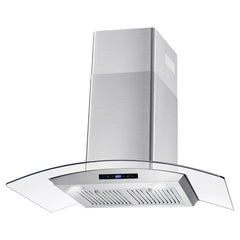 Cosmo 36" 380 CFM Ductless Wall Mount Glass Canopy Range Hood with Touch Controls Range Hood with Carbon Filters and LED Lights - COS-668AS900-DL - The Home Selection