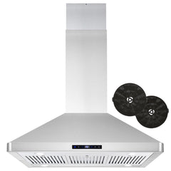 Cosmo 36" Ductless Island Range Hood Kitchen Hood with LED Lighting and Permanent Filters in Stainless Steel - COS-63ISS90-DL - The Home Selection