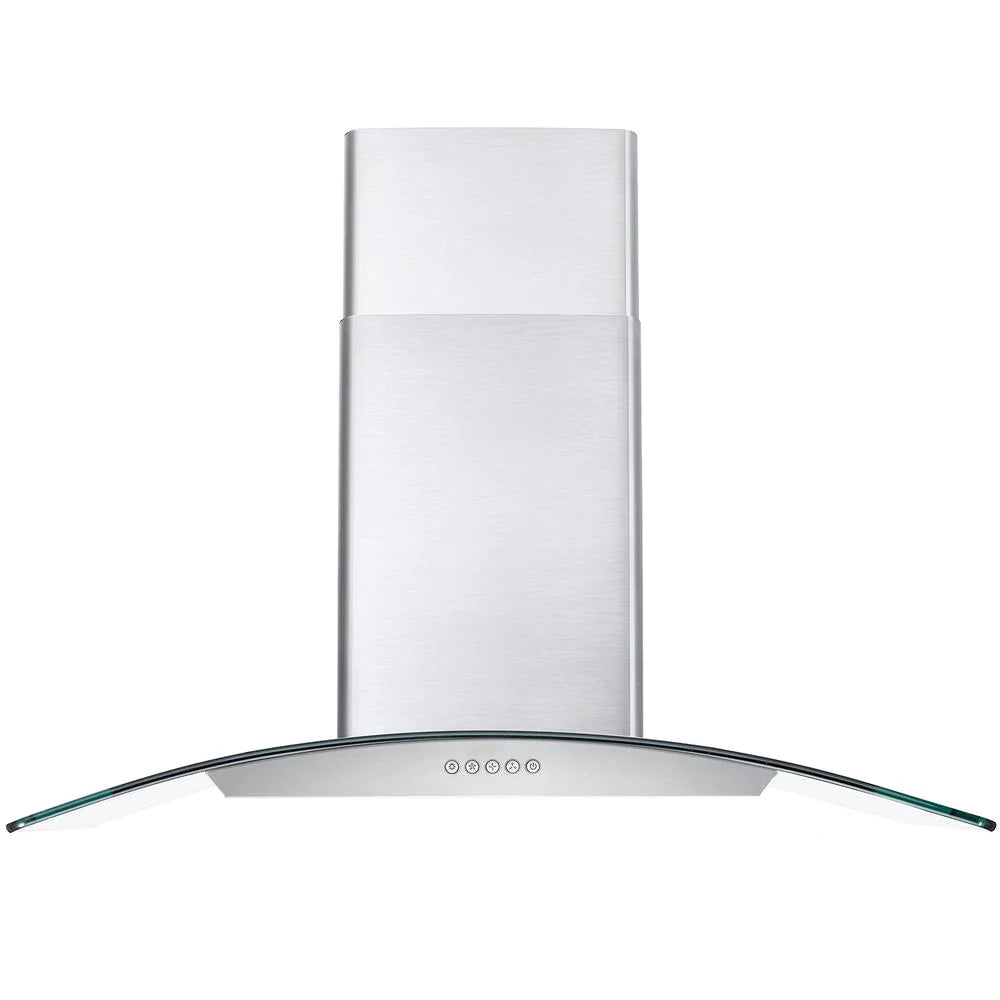 Cosmo 36" Ductless Wall Mount Range Hood in Stainless Steel with Push Button Controls, LED Lighting and Carbon Filter Kit for Recirculating - COS-668WRC90-DL - The Home Selection