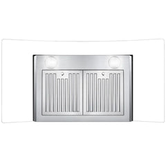 Cosmo 36" Ductless Wall Mount Range Hood in Stainless Steel with Push Button Controls, LED Lighting and Carbon Filter Kit for Recirculating - COS-668WRC90-DL - The Home Selection