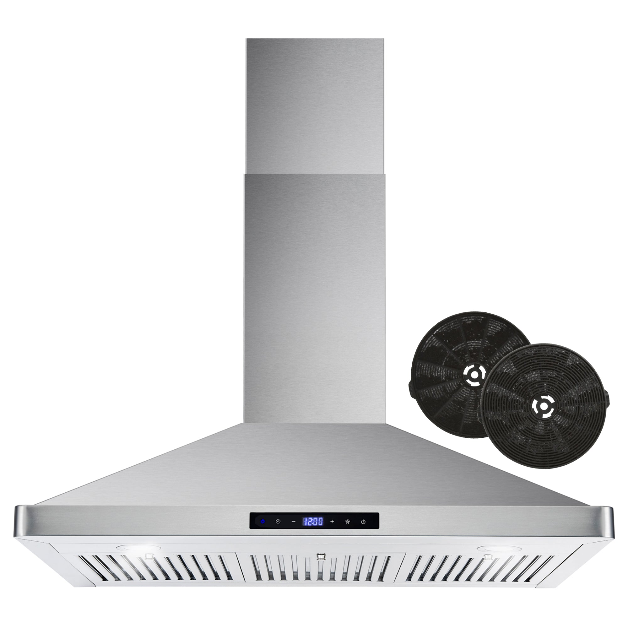 Cosmo 36" Ductless Wall Mount Range Hood with Soft Touch Digital Controls, Permanent Filters, LED Lights & Carbon Filter Kit - COS-63190S-DL - The Home Selection