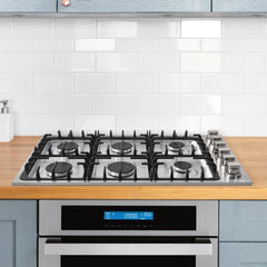 Cosmo 36" Gas Cooktop in Stainless Steel with 6 Italian Made Burners - COS-DIC366 - The Home Selection