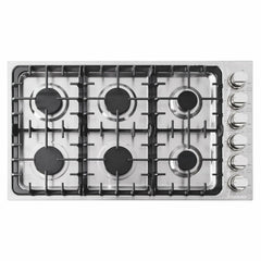 Cosmo 36" Gas Cooktop in Stainless Steel with 6 Italian Made Burners - COS-DIC366 - The Home Selection