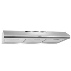 Cosmo 36" Under Cabinet Range Hood Ductless Convertible Duct, Slim Kitchen Stove Vent with 3 Speed Exhaust Fan, Reusable Filter and LED Lights in Stainless Steel - COS-5MU36 - The Home Selection
